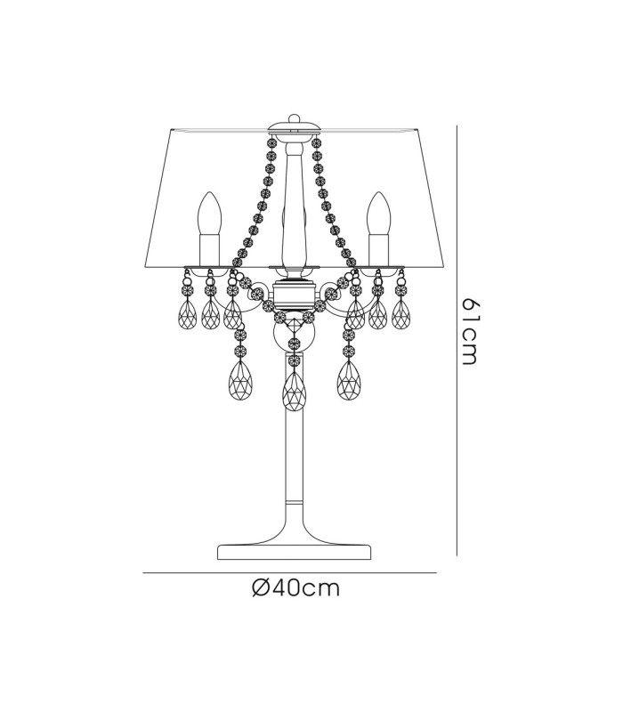 Olivia Table Lamp With Grey Shade 3 Light E14 Polished Chrome/Crystal-7