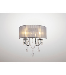 Olivia Wall Lamp Switched With Grey Shade 2 Light E14 Polished Chrome/Crystal-2