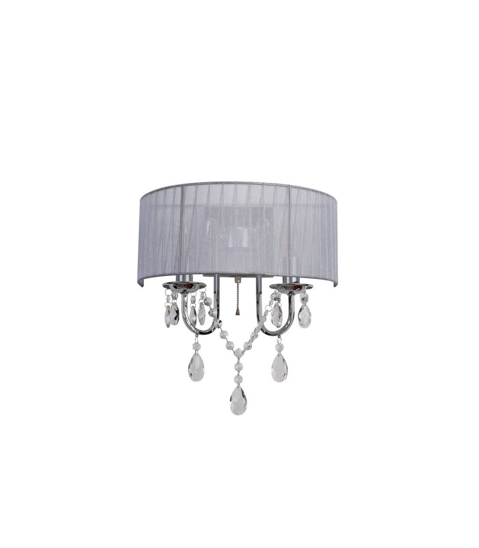 Olivia Wall Lamp Switched With Grey Shade 2 Light E14 Polished Chrome/Crystal-3