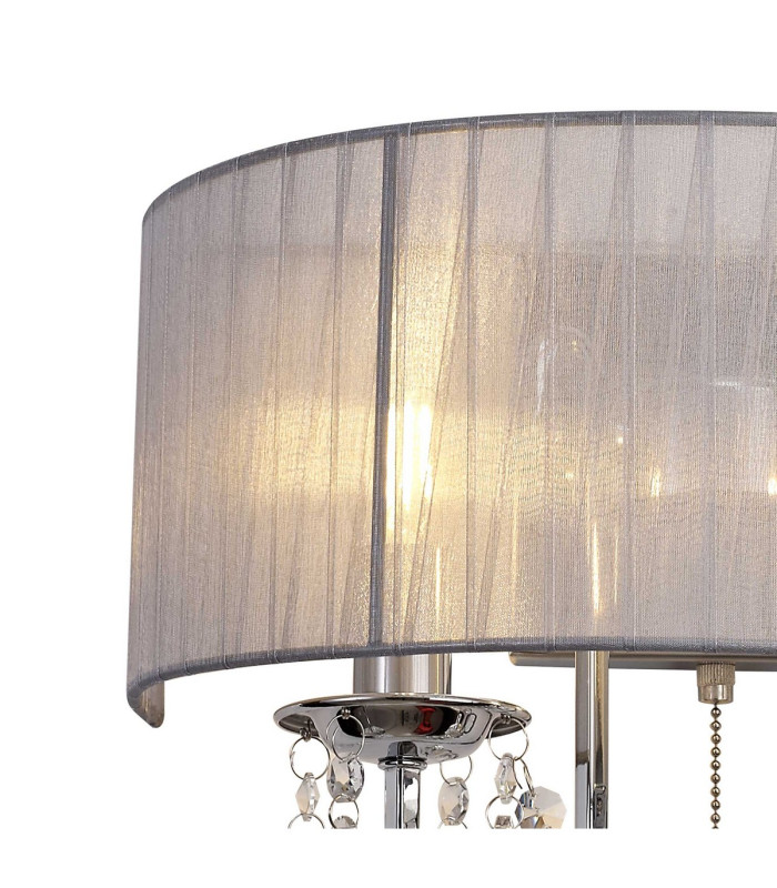 Olivia Wall Lamp Switched With Grey Shade 2 Light E14 Polished Chrome/Crystal-4