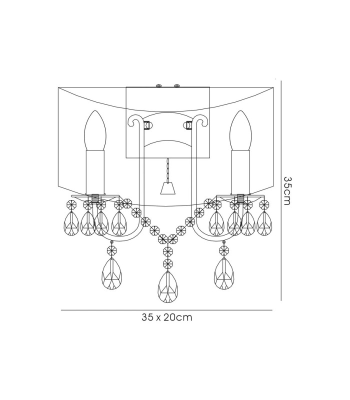 Olivia Wall Lamp Switched With Grey Shade 2 Light E14 Polished Chrome/Crystal-7