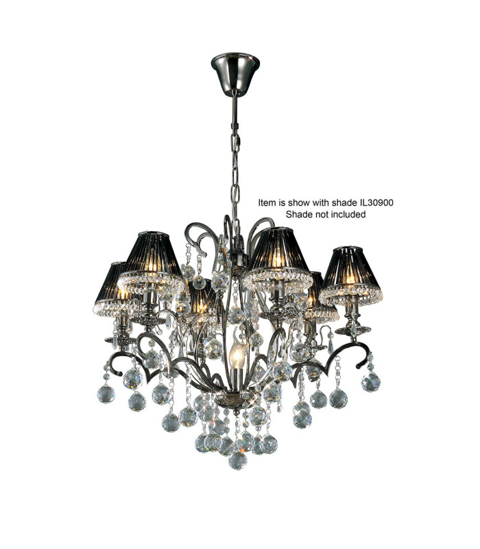 Pescara Pendant Round 7 Light E14 Black Chrome/Crystal-1