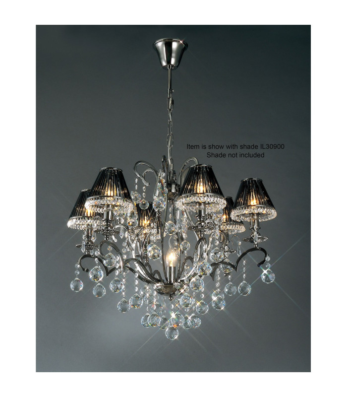 Pescara Pendant Round 7 Light E14 Black Chrome/Crystal-2