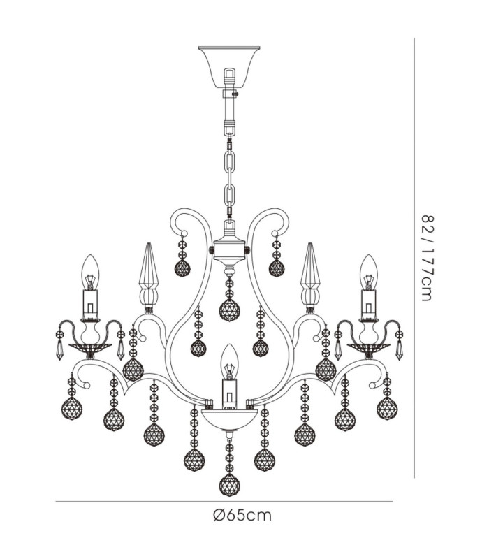 Pescara Pendant Round 7 Light E14 Black Chrome/Crystal-7