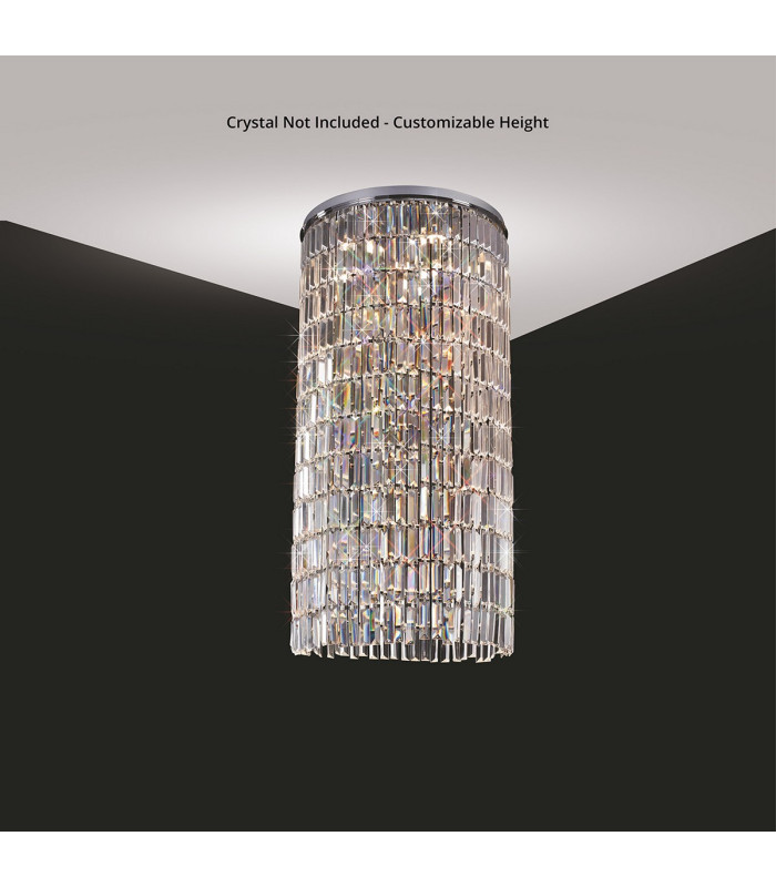 Torre Pendant 50cm Plate & Mirror Only 6 Light GU10 Polished Chrome/Crystal To Order 60 Hooks-3