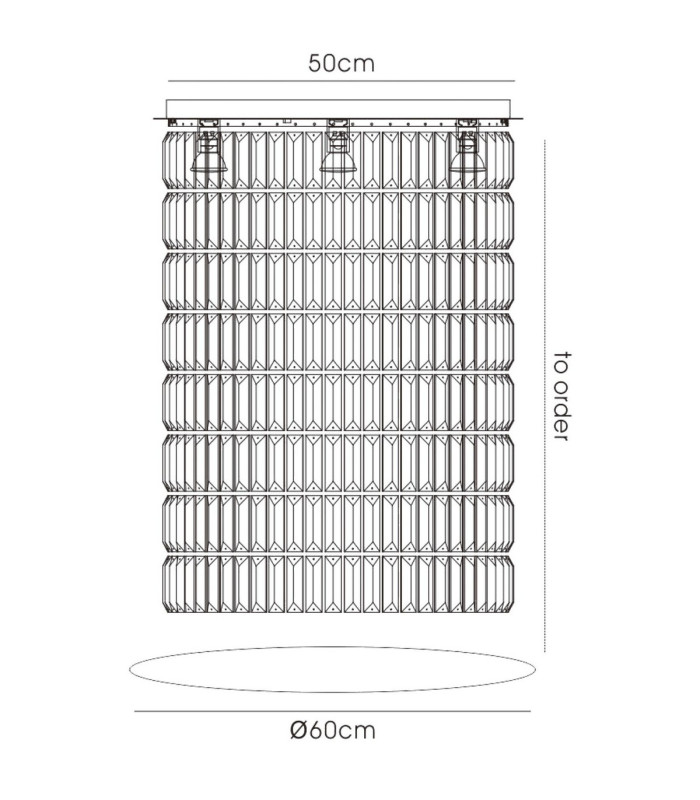 Torre Pendant 50cm Plate & Mirror Only 6 Light GU10 Polished Chrome/Crystal To Order 60 Hooks-7