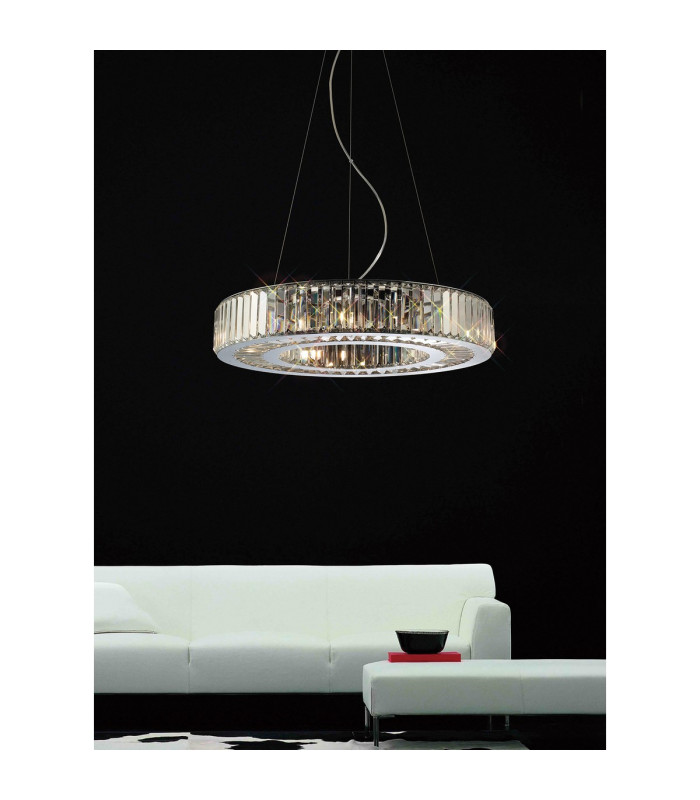 Torre Pendant 60cm Plate & Mirror Only 7 Light GU10 Polished Chrome/Crystal To Order 70 Hooks-6