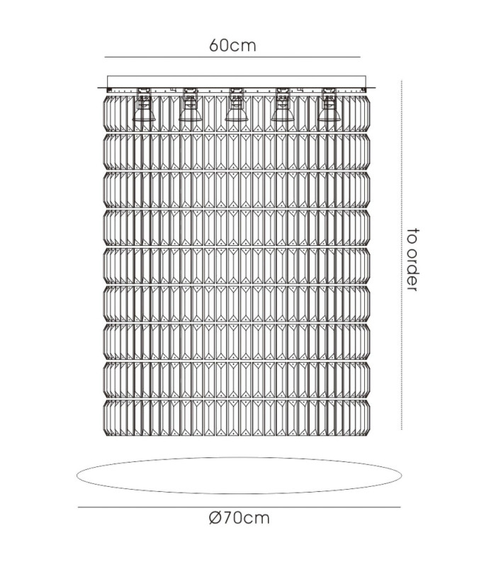 Torre Pendant 60cm Plate & Mirror Only 7 Light GU10 Polished Chrome/Crystal To Order 70 Hooks-7