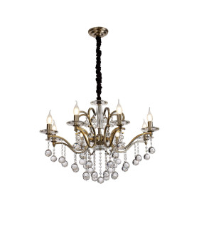 Zinta Pendant 8 Light E14 Antique Brass/Crystal-1