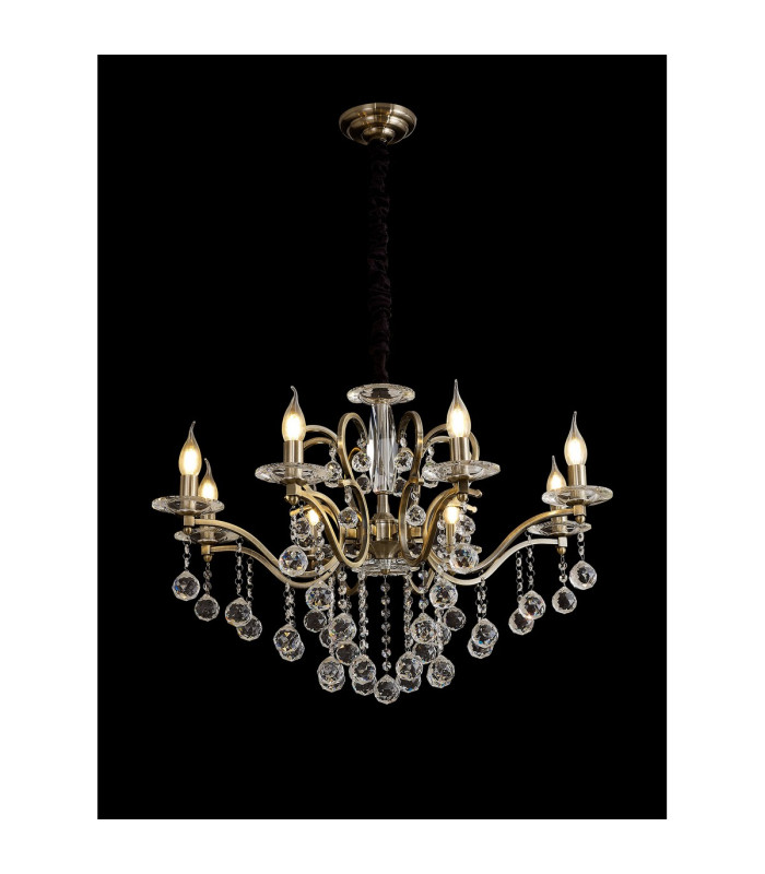 Zinta Pendant 8 Light E14 Antique Brass/Crystal-2