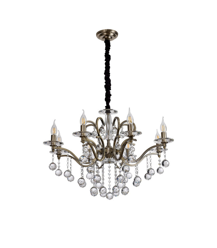 Zinta Pendant 8 Light E14 Antique Brass/Crystal-3