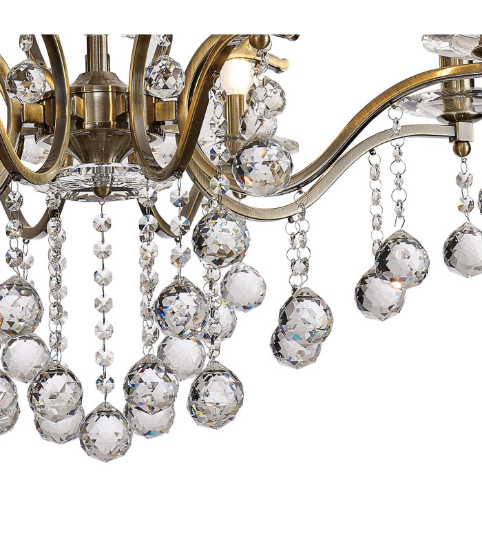 Zinta Pendant 8 Light E14 Antique Brass/Crystal-6