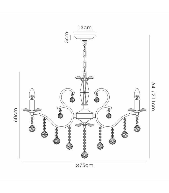 Zinta Pendant 8 Light E14 Antique Brass/Crystal-7