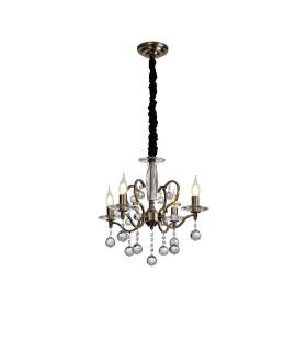 Zinta Pendant 4 Light E14 Antique Brass/Crystal-1