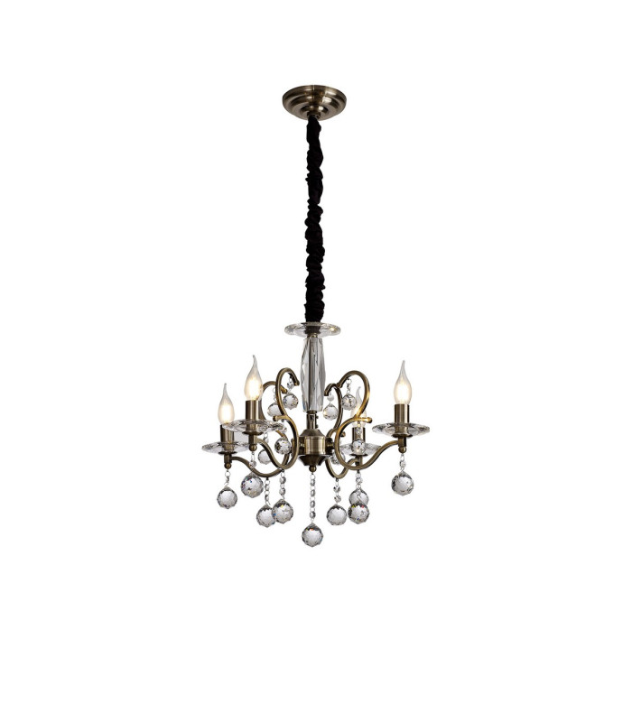 Zinta Pendant 4 Light E14 Antique Brass/Crystal-1