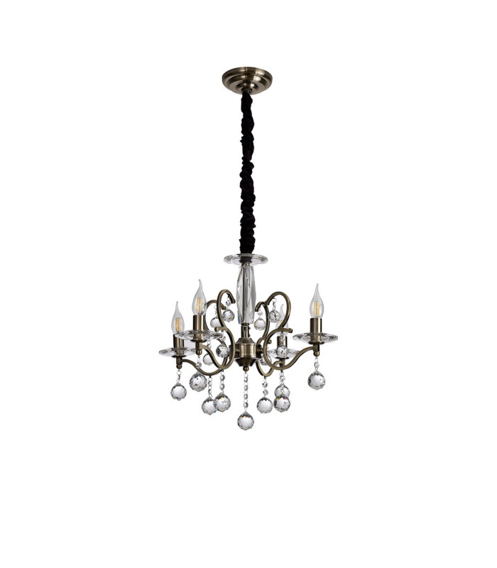 Zinta Pendant 4 Light E14 Antique Brass/Crystal-3