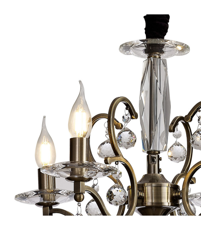 Zinta Pendant 4 Light E14 Antique Brass/Crystal-5