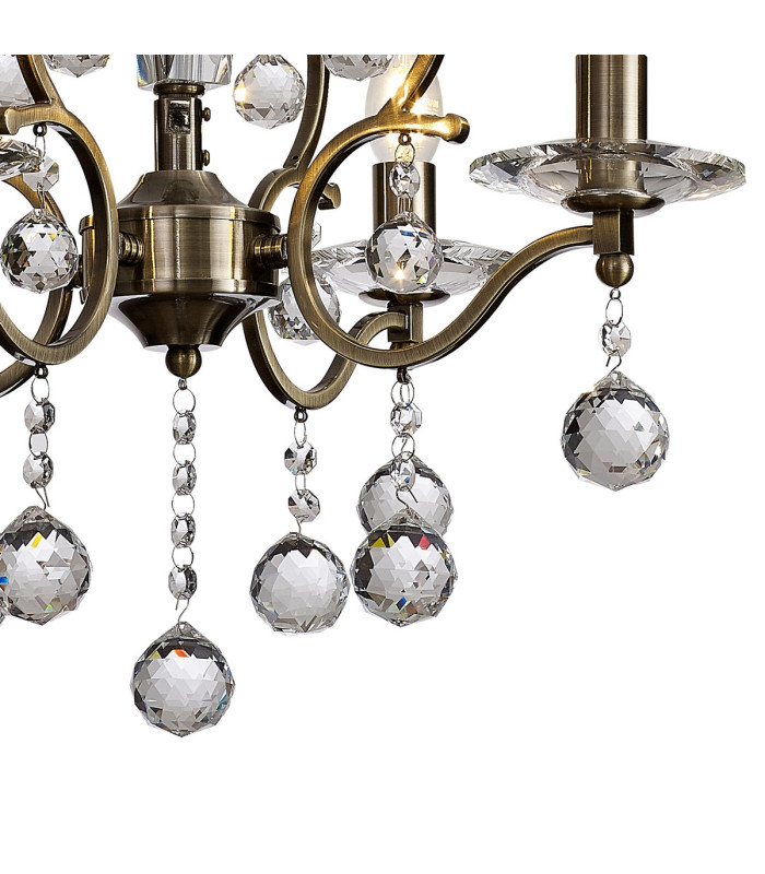 Zinta Pendant 4 Light E14 Antique Brass/Crystal-6