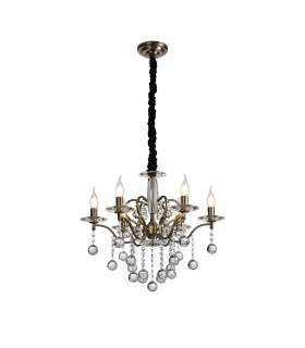 Zinta Pendant 6 Light E14 Antique Brass/Crystal-1