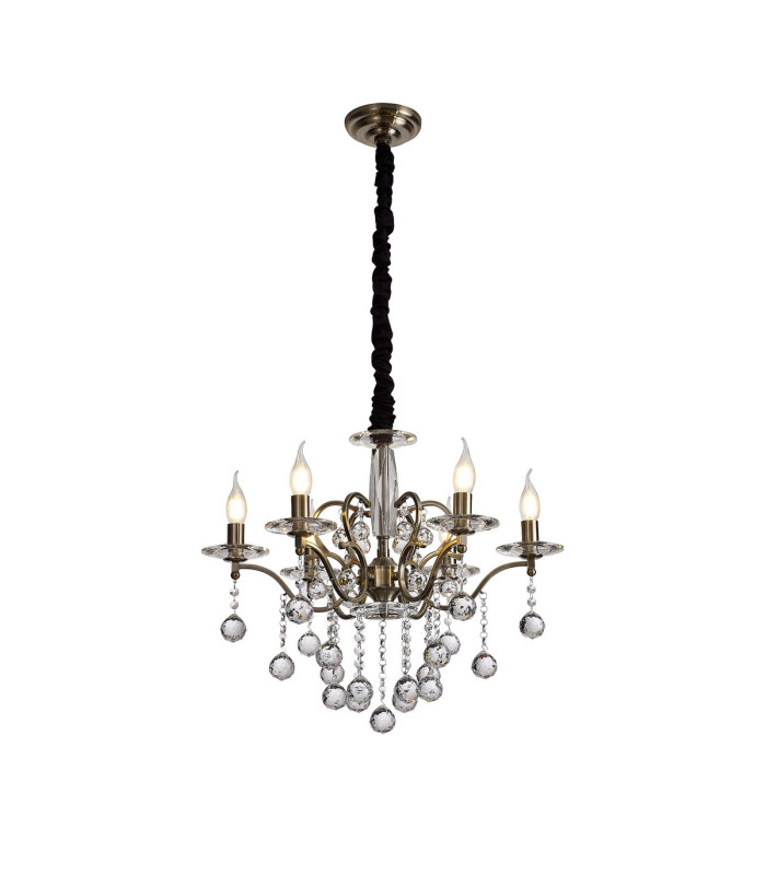 Zinta Pendant 6 Light E14 Antique Brass/Crystal-1