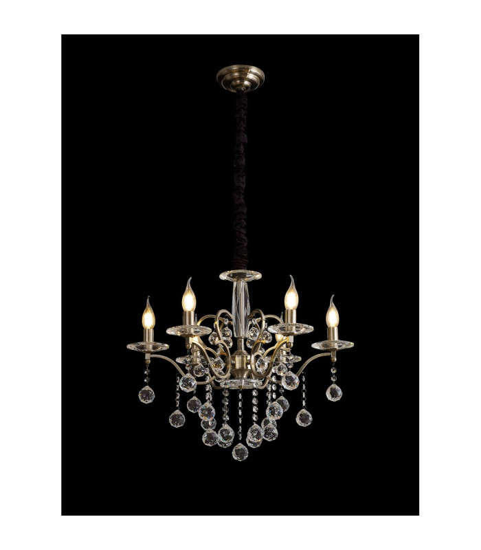 Zinta Pendant 6 Light E14 Antique Brass/Crystal-2