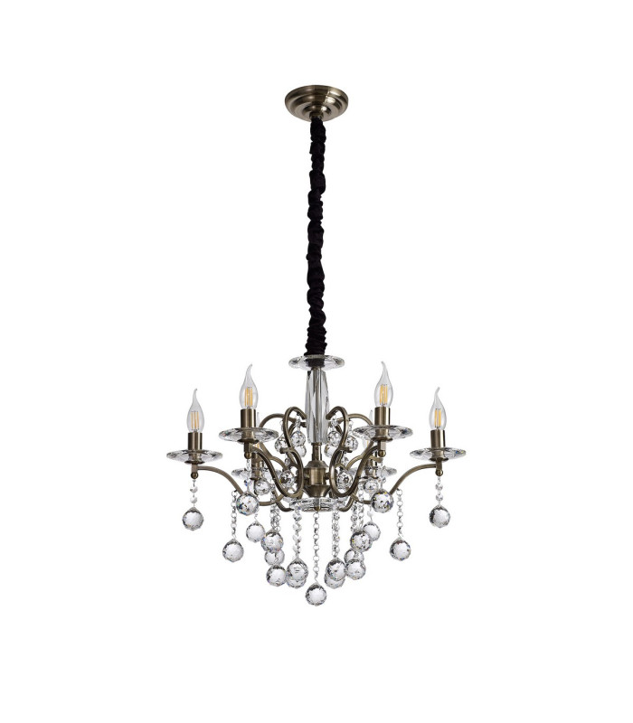 Zinta Pendant 6 Light E14 Antique Brass/Crystal-3