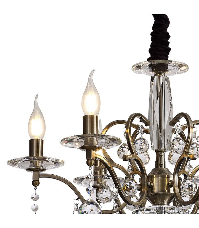 Zinta Pendant 6 Light E14 Antique Brass/Crystal-5