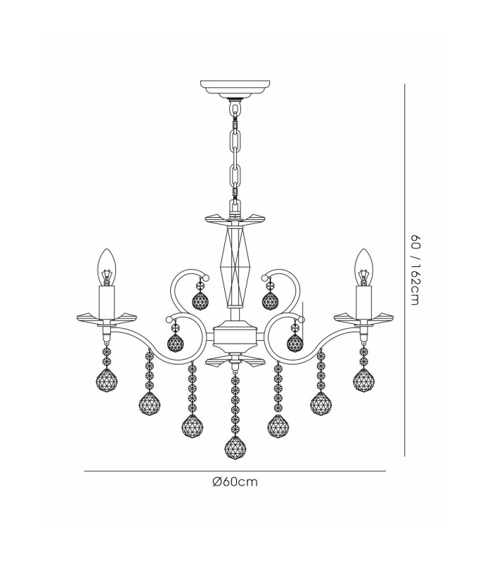 Zinta Pendant 6 Light E14 Antique Brass/Crystal-7