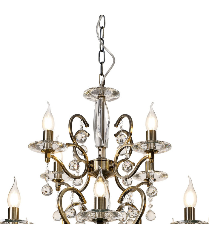 Zinta Pendant 2 Tier 12 Light E14 Antique Brass/Crystal (ITEM REQUIRES CONSTRUCTION/CONNECTION) Item Weight: 15.0kg-4