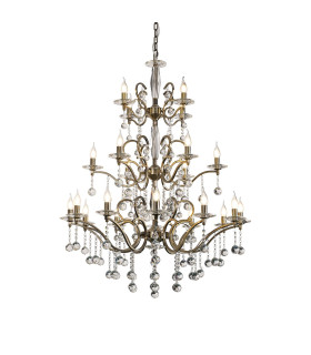 Zinta Pendant 3 Tier 22 Light E14 Antique Brass/Crystal (ITEM REQUIRES CONSTRUCTION/CONNECTION) Item Weight: 26.4kg-1