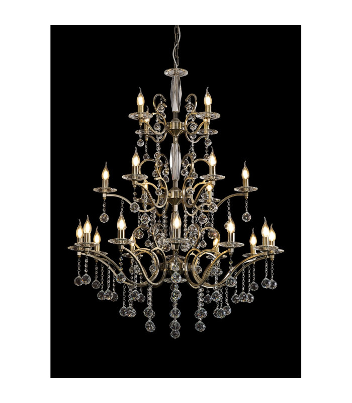 Zinta Pendant 3 Tier 22 Light E14 Antique Brass/Crystal (ITEM REQUIRES CONSTRUCTION/CONNECTION) Item Weight: 26.4kg-2