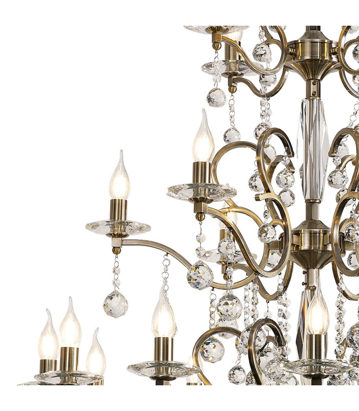 Zinta Pendant 3 Tier 22 Light E14 Antique Brass/Crystal (ITEM REQUIRES CONSTRUCTION/CONNECTION) Item Weight: 26.4kg-5