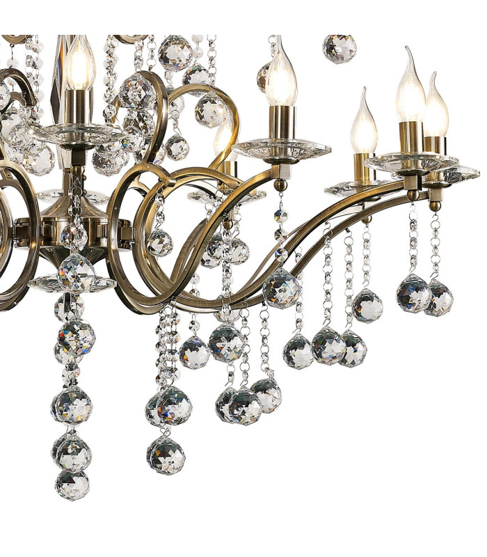 Zinta Pendant 3 Tier 22 Light E14 Antique Brass/Crystal (ITEM REQUIRES CONSTRUCTION/CONNECTION) Item Weight: 26.4kg-6