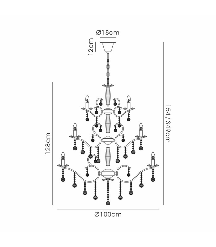 Zinta Pendant 3 Tier 22 Light E14 Antique Brass/Crystal (ITEM REQUIRES CONSTRUCTION/CONNECTION) Item Weight: 26.4kg-7