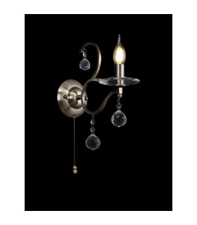 Zinta Wall Lamp Switched 1 Light E14 Antique Brass/Crystal-2