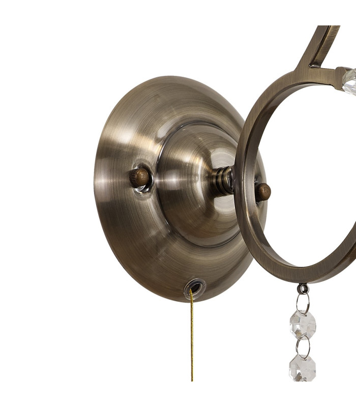 Zinta Wall Lamp Switched 1 Light E14 Antique Brass/Crystal-4