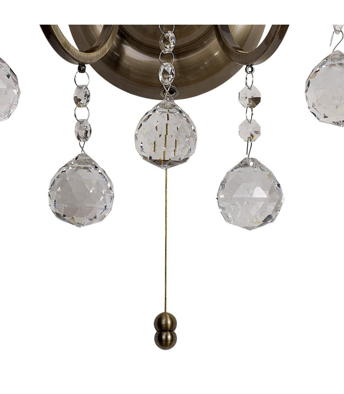 Zinta Wall Lamp Switched 2 Light E14 Switched Antique Brass/Crystal-6