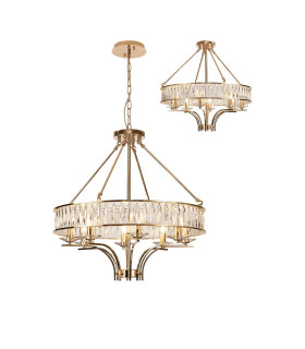 Vivienne Pendant/Semi Ceiling 8 Light E14 French Gold/Crystal-1