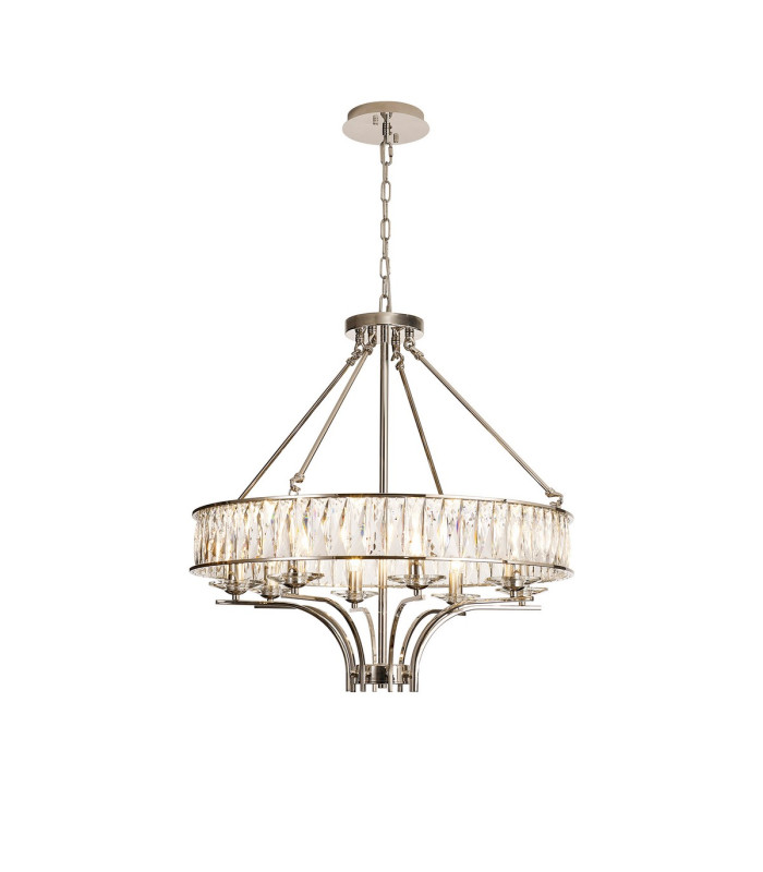 Vivienne Pendant/Semi Ceiling 8 Light E14 Polished Nickel/Crystal-1