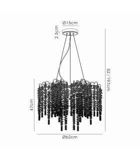 Wisteria Round Pendant, 7 Light E14, Polished Nickel / Crystal