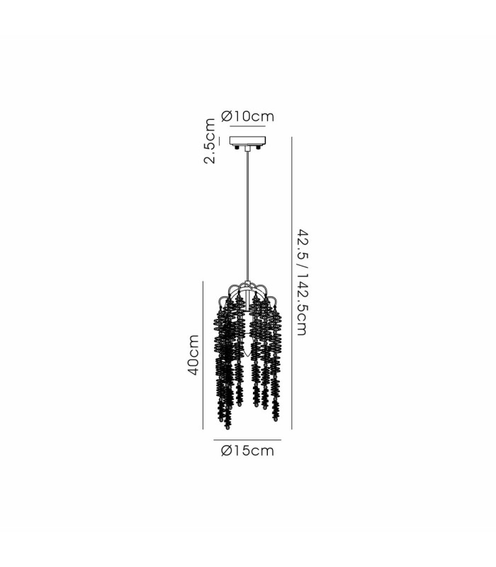 Wisteria Round Pendant, 1 Light E14, Polished Nickel / Crystal