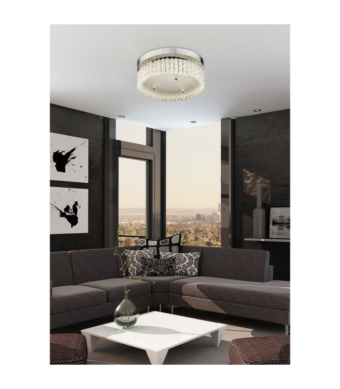 Aiden 60cm Round Flush Ceiling 40W LED CCT White 3000-6000K CCT Switchable Polished Chrome/Glass 3yrs Warranty-3