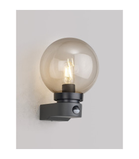 Milo Globe Wall Lamp With PIR Sensor 1 x E27 IP54 Corrosion Resistant Dark Grey/Smoke 2yrs Warranty-2