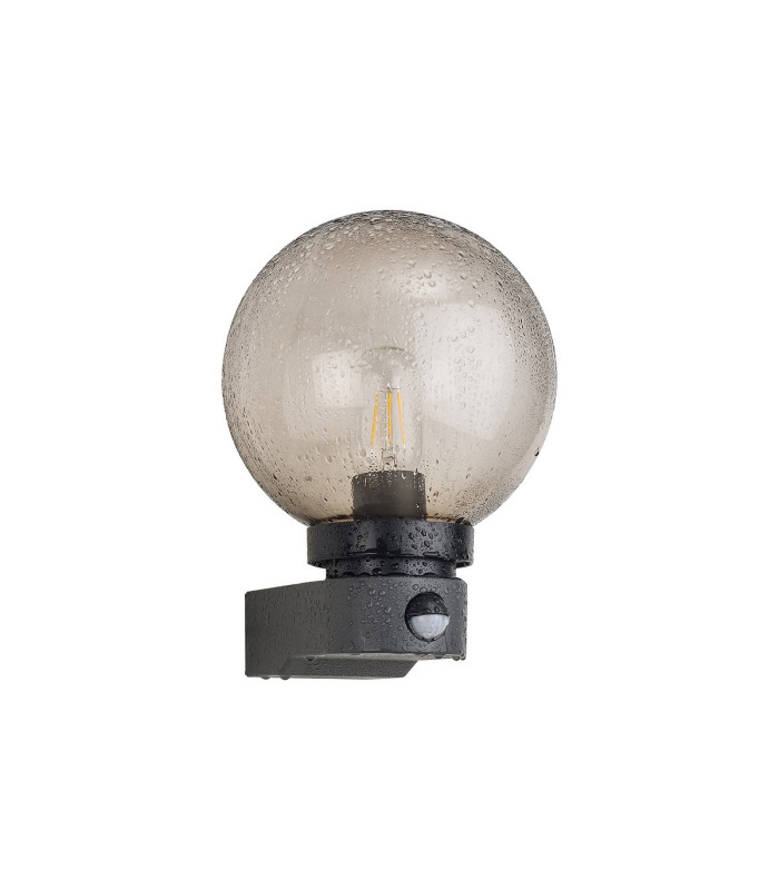 Milo Globe Wall Lamp With PIR Sensor 1 x E27 IP54 Corrosion Resistant Dark Grey/Smoke 2yrs Warranty-5
