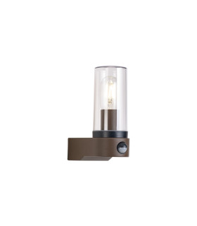 Milo Tubular Wall Lamp With PIR Sensor 1 x E27 IP54 Corrosion Resistant Dark Brown/Clear 2yrs Warranty-1