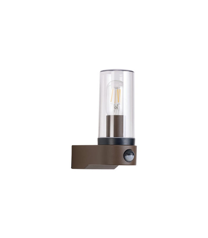 Milo Tubular Wall Lamp With PIR Sensor 1 x E27 IP54 Corrosion Resistant Dark Brown/Clear 2yrs Warranty-3