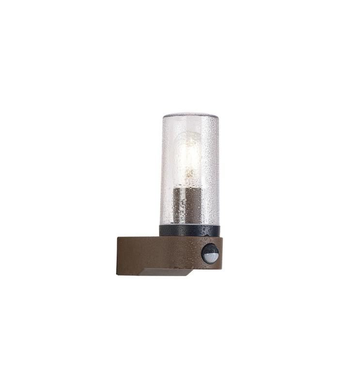 Milo Tubular Wall Lamp With PIR Sensor 1 x E27 IP54 Corrosion Resistant Dark Brown/Clear 2yrs Warranty-4