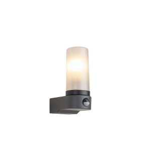 Milo Tubular Wall Lamp With PIR Sensor 1 x E27 IP54 Corrosion Resistant Dark Grey/Opal 2yrs Warranty-1