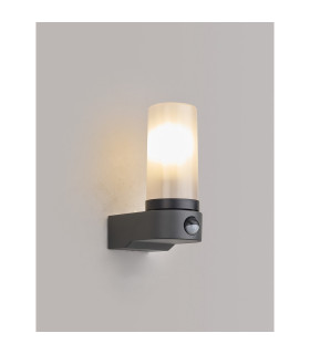 Milo Tubular Wall Lamp With PIR Sensor 1 x E27 IP54 Corrosion Resistant Dark Grey/Opal 2yrs Warranty-2
