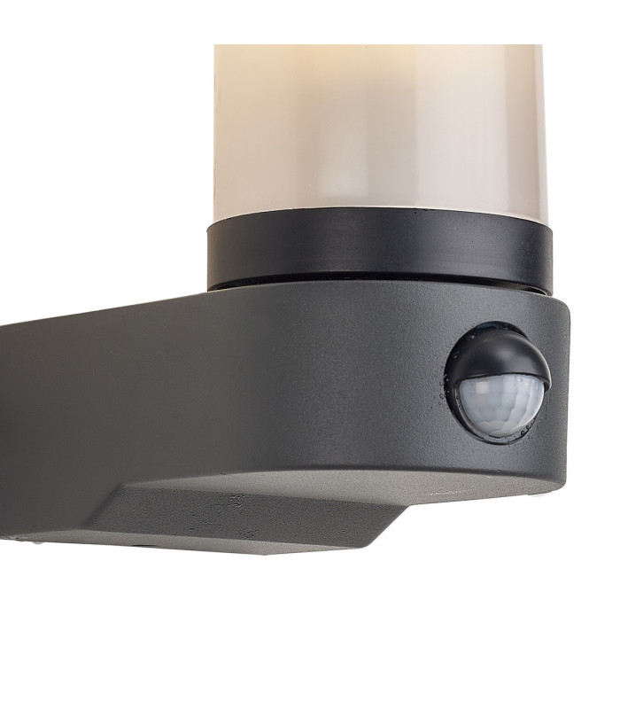 Milo Tubular Wall Lamp With PIR Sensor 1 x E27 IP54 Corrosion Resistant Dark Grey/Opal 2yrs Warranty-6